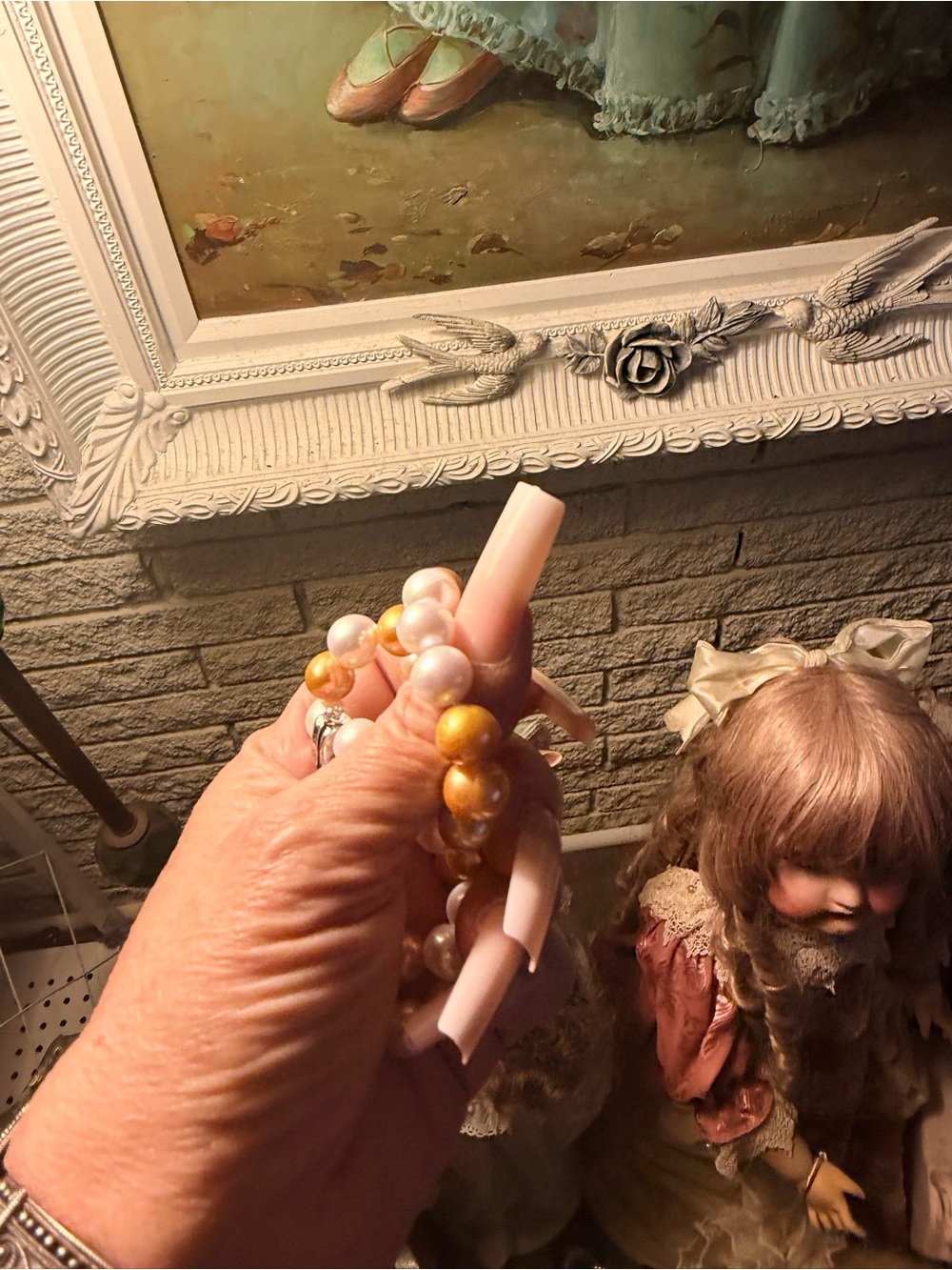 South sea gold and white pearl necklace